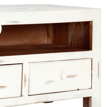 vidaXL Έπιπλο Τηλεόρασης Λευκό 120x30x40cm από Μασίφ Ξύλο Ακακίας