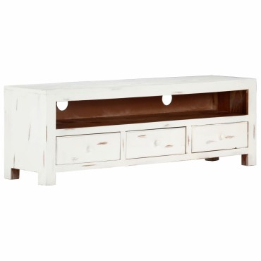 vidaXL Έπιπλο Τηλεόρασης Λευκό 120x30x40cm από Μασίφ Ξύλο Ακακίας