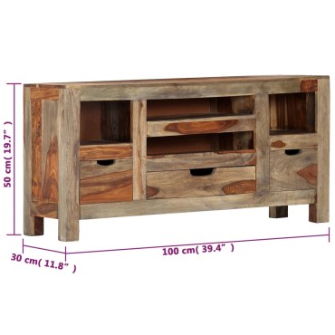 vidaXL Μπουφές Γκρι 100x30x50cm από Μασίφ Ξύλο Ακακίας 1 τεμ.