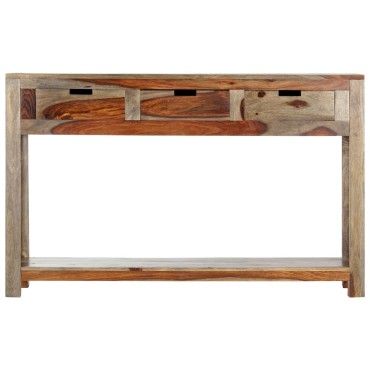 vidaXL Κονσόλα Τραπέζι με 3 Συρτάρια 120x30x75cm Μασίφ Ξύλο Sheesham 1 τεμ.