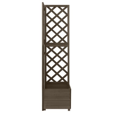 vidaXL Γλάστρα Γωνιακή με Καφασωτό Γκρι 40 x 40 x 150 εκ. Ξύλο Ελάτης