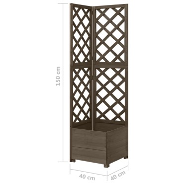 vidaXL Γλάστρα Γωνιακή με Καφασωτό Γκρι 40 x 40 x 150 εκ. Ξύλο Ελάτης
