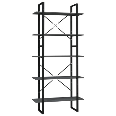 vidaXL Βιβλιοθήκη με 5 Ράφια Γκρι 80x30x175cm από Επεξ. Ξύλο 1 τεμ.