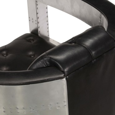 vidaXL Πολυθρόνα Aviator Μαύρη από Γνήσιο Δέρμα 73x67x69cm 1 τεμ.