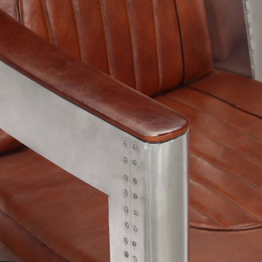 vidaXL Πολυθρόνα Aviator Καφέ από Γνήσιο Δέρμα 73x67x69cm 1 τεμ.