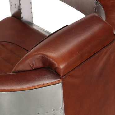 vidaXL Πολυθρόνα Aviator Καφέ από Γνήσιο Δέρμα 73x67x69cm 1 τεμ.