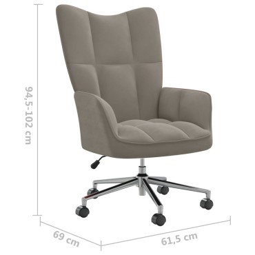 vidaXL Πολυθρόνα Relax Ανοιχτό Γκρι Βελούδινη 61,5x69x(94,5-102)cm 1 τεμ.