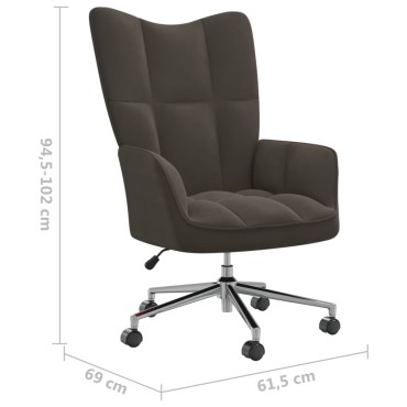 vidaXL Πολυθρόνα Relax Σκούρο Γκρι Βελούδινη 61,5x69x(94,5-102)cm 1 τεμ.