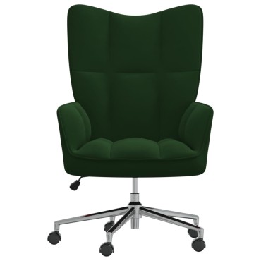 vidaXL Πολυθρόνα Relax Σκούρο Πράσινο Βελούδινη 61,5x69x(94,5-102)cm 1 τεμ.