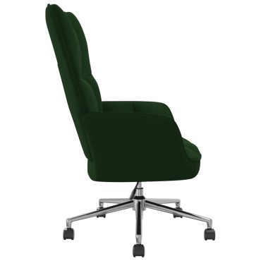 vidaXL Πολυθρόνα Relax Σκούρο Πράσινο Βελούδινη 61,5x69x(94,5-102)cm 1 τεμ.