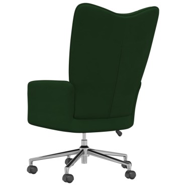 vidaXL Πολυθρόνα Relax Σκούρο Πράσινο Βελούδινη 61,5x69x(94,5-102)cm 1 τεμ.