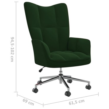 vidaXL Πολυθρόνα Relax Σκούρο Πράσινο Βελούδινη 61,5x69x(94,5-102)cm 1 τεμ.