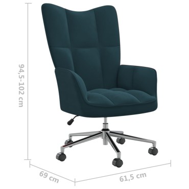 vidaXL Πολυθρόνα Relax Μπλε Βελούδινη 61,5x69x(94,5-102)cm 1 τεμ.