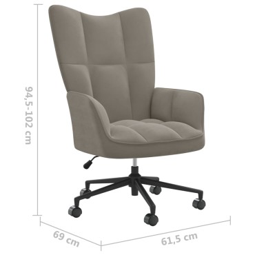 vidaXL Πολυθρόνα Relax Ανοιχτό Γκρι Βελούδινη 61,5x69x(94,5-102)cm 1 τεμ.