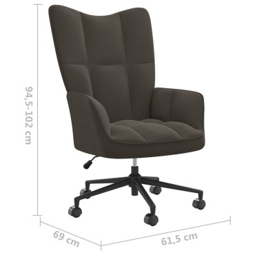 vidaXL Πολυθρόνα Relax Σκούρο Γκρι Βελούδινη 61,5x69x(94,5-102)cm 1 τεμ.