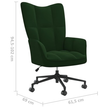 vidaXL Πολυθρόνα Relax Σκούρο Πράσινο Βελούδινη 61,5x69x(94,5-102)cm 1 τεμ.