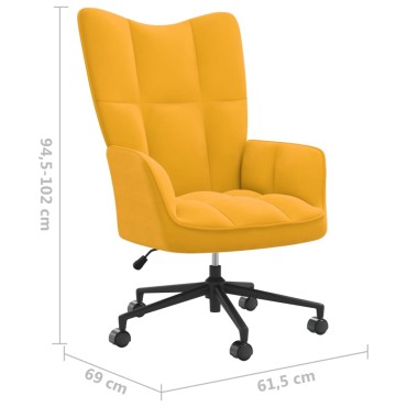 vidaXL Πολυθρόνα Relax Κίτρινο Μουσταρδί Βελούδινη 61,5x69x(94,5-102)cm 1 τεμ.