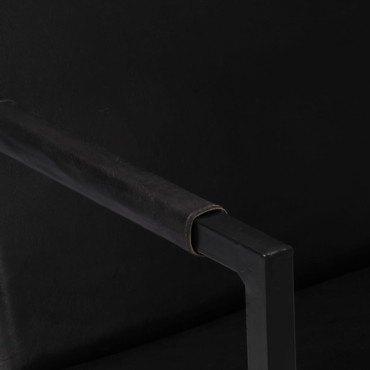 vidaXL Πολυθρόνα Μαύρη από Γνήσιο Δέρμα 55x62x75cm 1 τεμ.