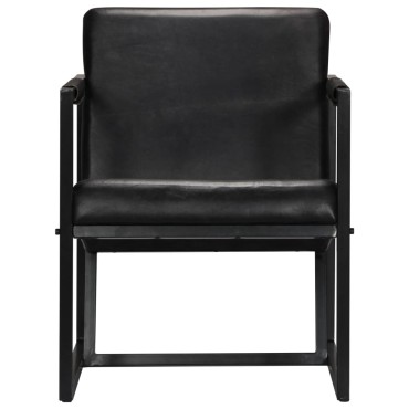 vidaXL Πολυθρόνα Μαύρη από Γνήσιο Δέρμα 55x62x75cm 1 τεμ.