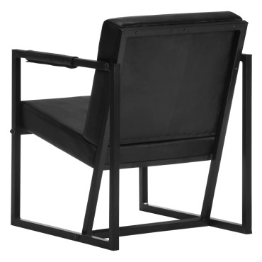 vidaXL Πολυθρόνα Μαύρη από Γνήσιο Δέρμα 55x62x75cm 1 τεμ.