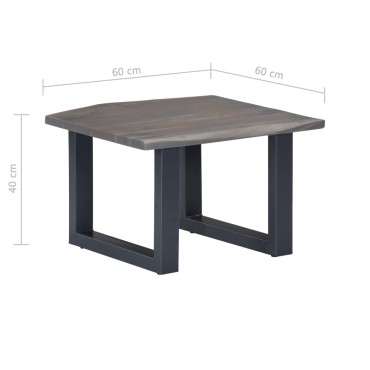 vidaXL Τραπεζάκι Σαλονιού Live Edge Γκρι 60x60x40cm Ξύλο Ακακίας 1 τεμ.