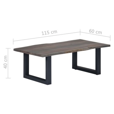 vidaXL Τραπεζάκι Σαλονιού Live Edge Γκρι 115x60x40cm Ξύλο Ακακίας 1 τεμ.