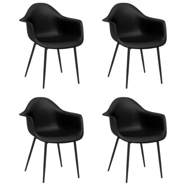 vidaXL Καρέκλες Τραπεζαρίας 4 τεμ. Μαύρες από Πολυπροπυλένιο 64x59x84cm