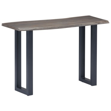 vidaXL Τραπέζι Κονσόλα Γκρι 115x35x76cm Μασίφ Ξύλο Ακακίας / Σίδηρο 1 τεμ.
