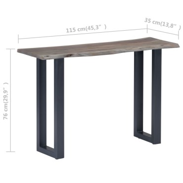 vidaXL Τραπέζι Κονσόλα Γκρι 115x35x76cm Μασίφ Ξύλο Ακακίας / Σίδηρο 1 τεμ.