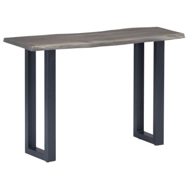 vidaXL Τραπέζι Κονσόλα Γκρι 115x35x76cm Μασίφ Ξύλο Ακακίας / Σίδηρο 1 τεμ.