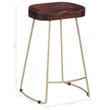 vidaXL Σκαμπό Μπαρ Gavin 2 τεμ. από Μασίφ Ξύλο Μάνγκο 46x38x52cm