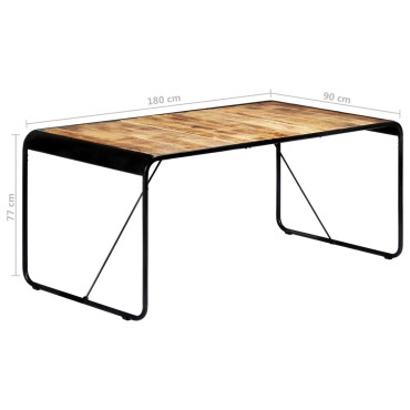 vidaXL Τραπεζαρία 180x90x76cm από Μασίφ Ακατέργαστο Ξύλο Μάνγκο 1 τεμ.
