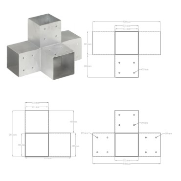 vidaXL Σύνδεσμοι Στύλου Σχήμα X 4 τεμ. 101x101 χιλ. Γαλβανισμ. Μέταλλο