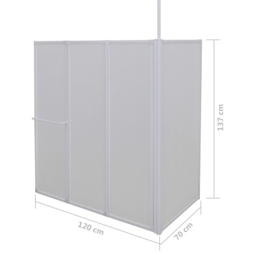 Διαχωριστικό Μπάνιου Επιτοίχιο Σχήμα L 70x120x137εκ 4 Πτυσσόμενα Πάνελ