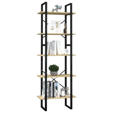 vidaXL Βιβλιοθήκη με 5 Ράφια 60x30x175cm από Ξύλο Πεύκου 1 τεμ.