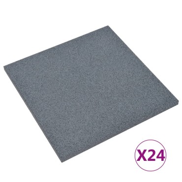 vidaXL Πλάκες Δαπέδου Ασφαλείας 24 τεμ. Γκρι 50x50x3 εκ. Καουτσούκ