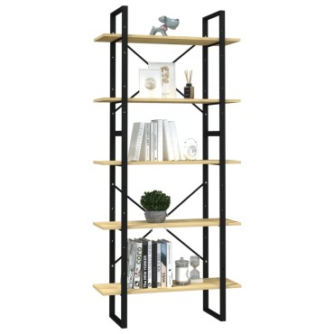 vidaXL Βιβλιοθήκη με 5 Ράφια 80x30x175cm από Ξύλο Πεύκου 1 τεμ.