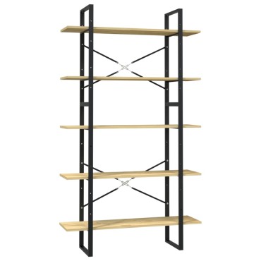 vidaXL Βιβλιοθήκη με 5 Ράφια 100x30x175cm από Ξύλο Πεύκου 1 τεμ.