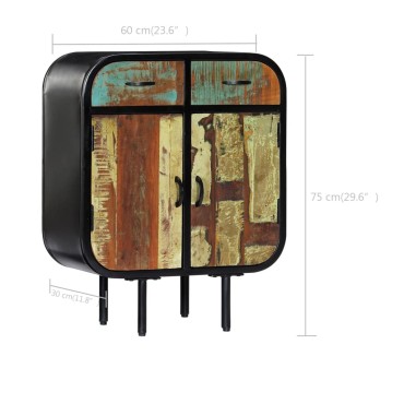 vidaXL Μπουφές Ψηλός 60x30x75cm από Μασίφ Ανακυκλωμένο Ξύλο 1 τεμ.