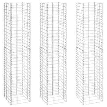 vidaXL Συρματοκιβώτια-Γλάστρες Υπερυψ. 3 τεμ. 30x30x150εκ. Σιδερένιες