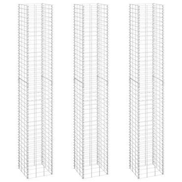 vidaXL Συρματοκιβώτια-Γλάστρες Υπερυψ. 3 τεμ. 30x30x200εκ. Σιδερένιες
