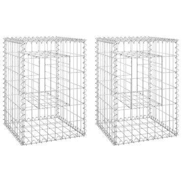vidaXL Συρματοκιβώτια Στύλοι 2 τεμ. 40x40x60cm Σιδερένιοι