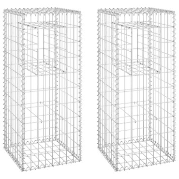 vidaXL Συρματοκιβώτια Στύλοι 2 τεμ. 40 x 40 x 100 εκ. Σιδερένιοι