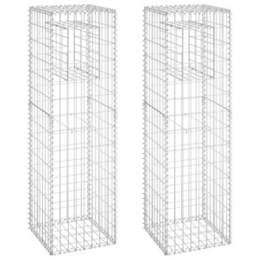 vidaXL Συρματοκιβώτια Στύλοι 2 τεμ. 40x40x140cm Σιδερένιοι
