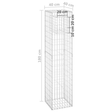 vidaXL Συρματοκιβώτια Στύλοι 2 τεμ. 40x40x180cm Σιδερένιοι