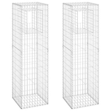 vidaXL Συρματοκιβώτια Στύλοι 2 τεμ. 50 x 50 x 180 εκ. Σιδερένιοι