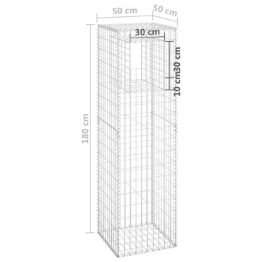 vidaXL Συρματοκιβώτια Στύλοι 2 τεμ. 50 x 50 x 180 εκ. Σιδερένιοι