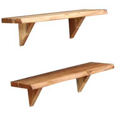 vidaXL Ράφια Τοίχου 2 τεμ. 60x20x18cm από Μασίφ Ξύλο Ακακίας