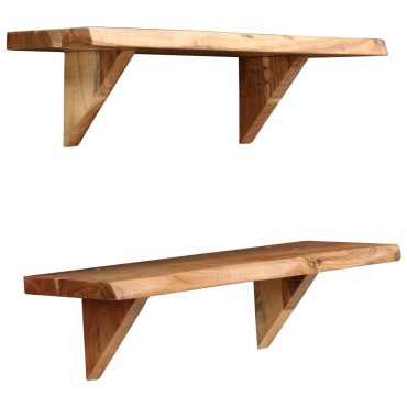 vidaXL Ράφια Τοίχου 2 τεμ. 60x20x18cm από Μασίφ Ξύλο Ακακίας