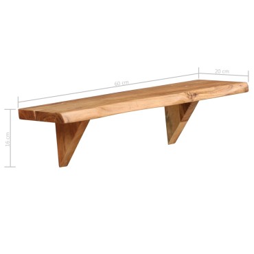 vidaXL Ράφια Τοίχου 2 τεμ. 60x20x18cm από Μασίφ Ξύλο Ακακίας